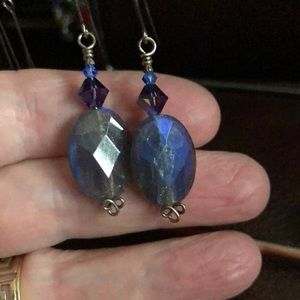 Labradorite w Swarovski on sterling earrings